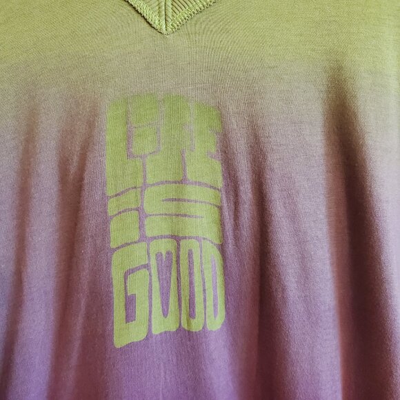 Good Vibes By Life is Good Short Sleeve Hooded Ombre T-shirt Size Large - Picture 9 of 16